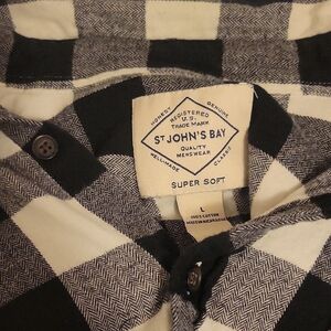 St. John's Bay Black and White Plaid Shirt